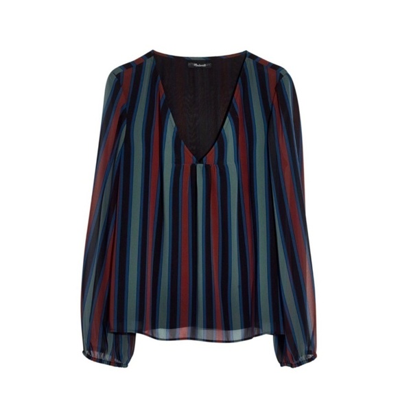 MADEWELL
Stripe Sheer Sleeve Top In Architect Green Size S - Picture 5 of 5